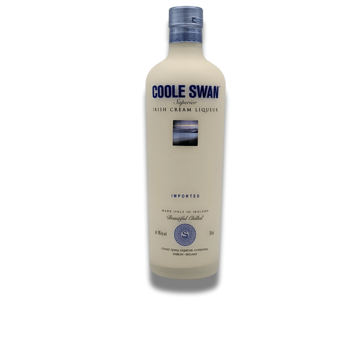 Coole Swan Irish Cream Liqueur, a blend of single malt Irish whiskey, Belgian white chocolate, and fresh Irish cream, 17% ABV, 700ml bottle.