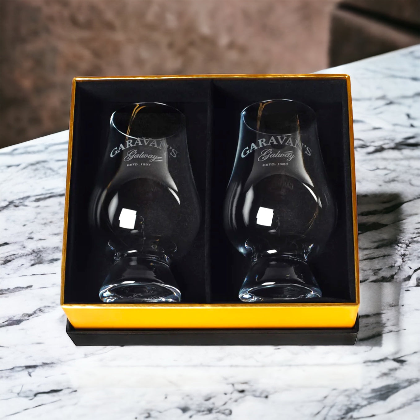 Garavan’s Whiskey Glass Set - Luxurious Gift for Whiskey Lovers - Expertly Crafted Irish Whiskey Glasses in Velvet-lined Gift Box