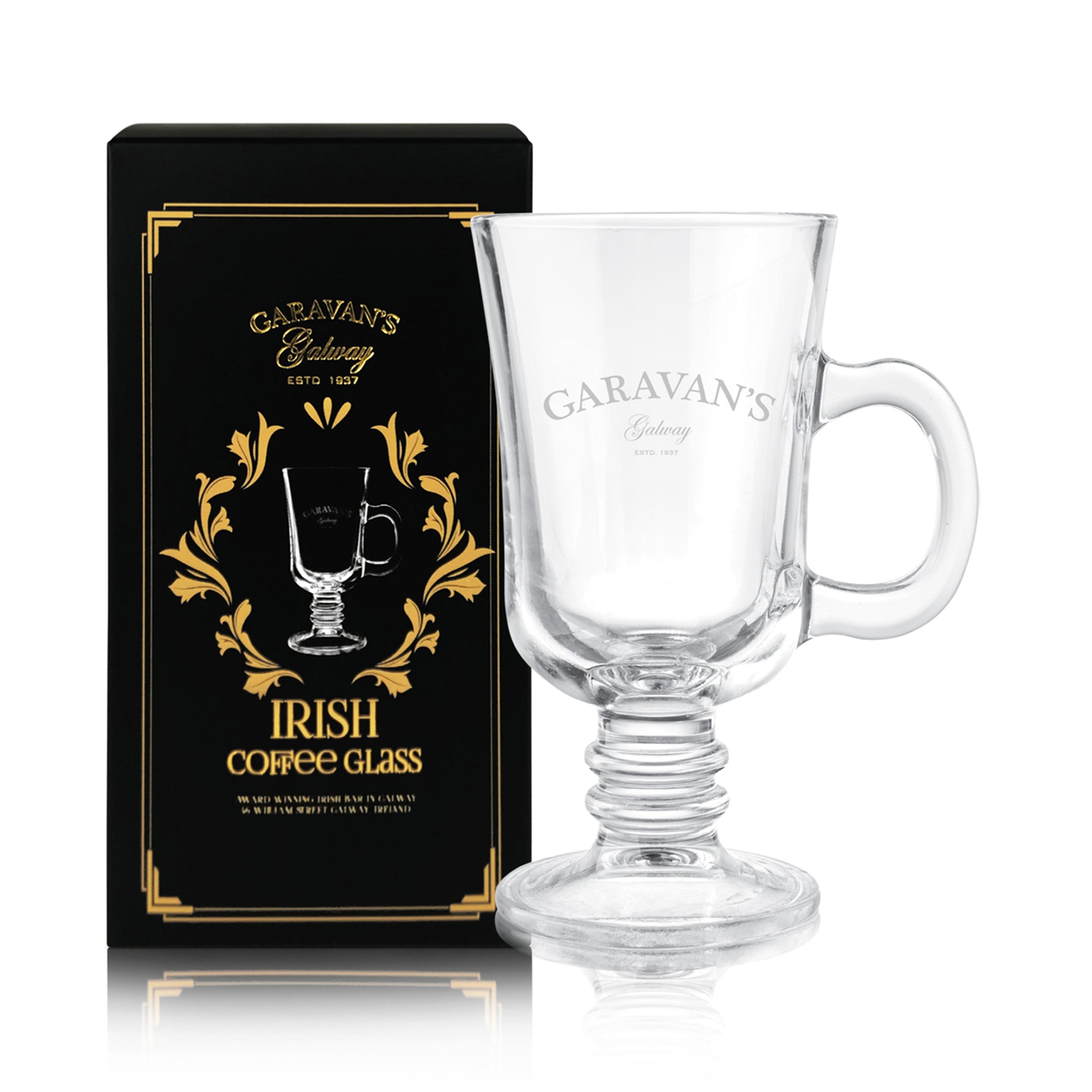 Garavan’s Irish Coffee Glass - Handcrafted for the Perfect Irish Coffee Experience - Authentic Gift for Coffee Enthusiasts - Exclusively Available Here