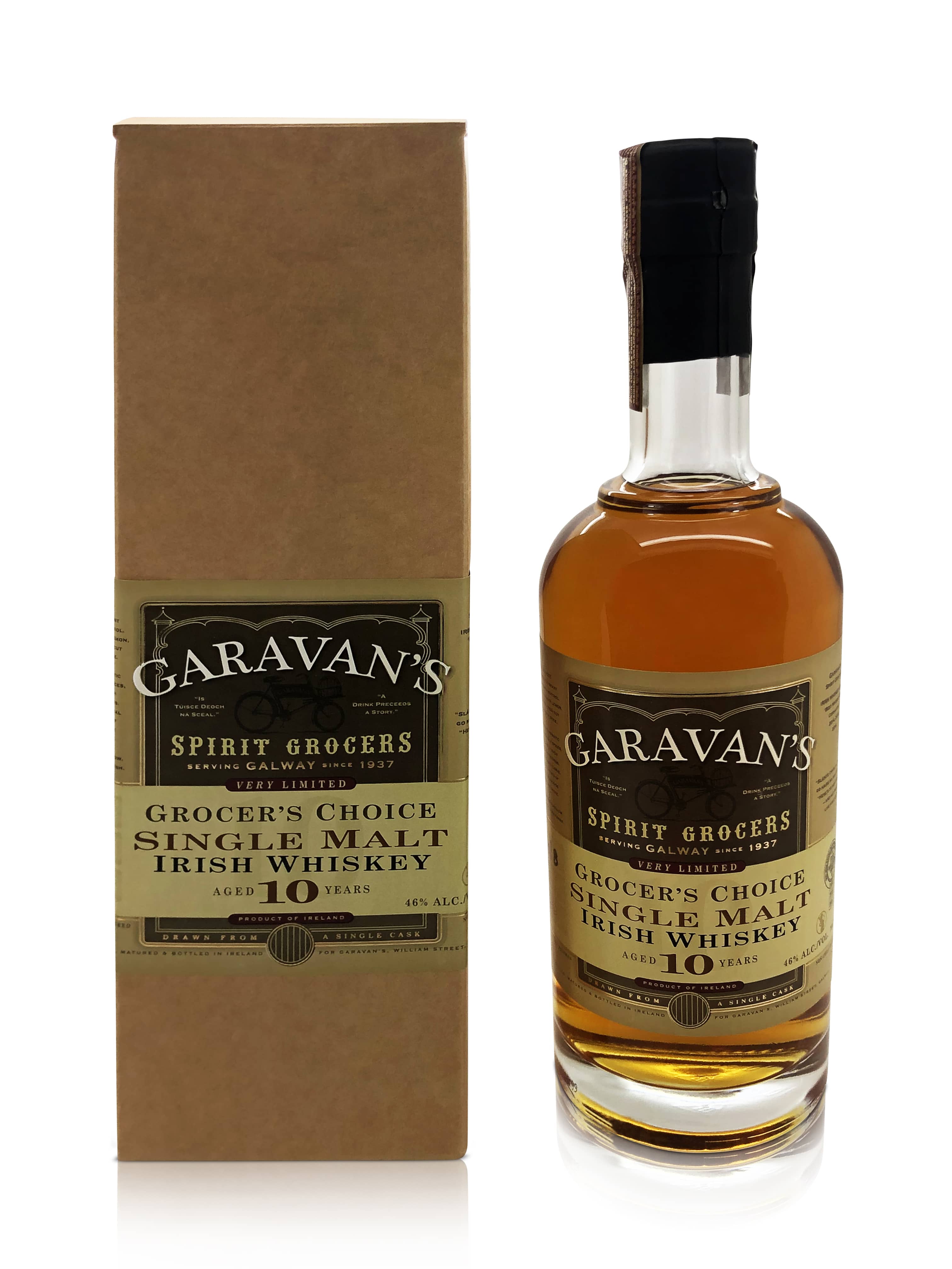 Garavan's Bar Grocers Choice Single Malt Irish Whiskey - Limited Edition 10-Year-Old - Rich Aromas and Spices - Individually Numbered and Hand-Signed Bottles