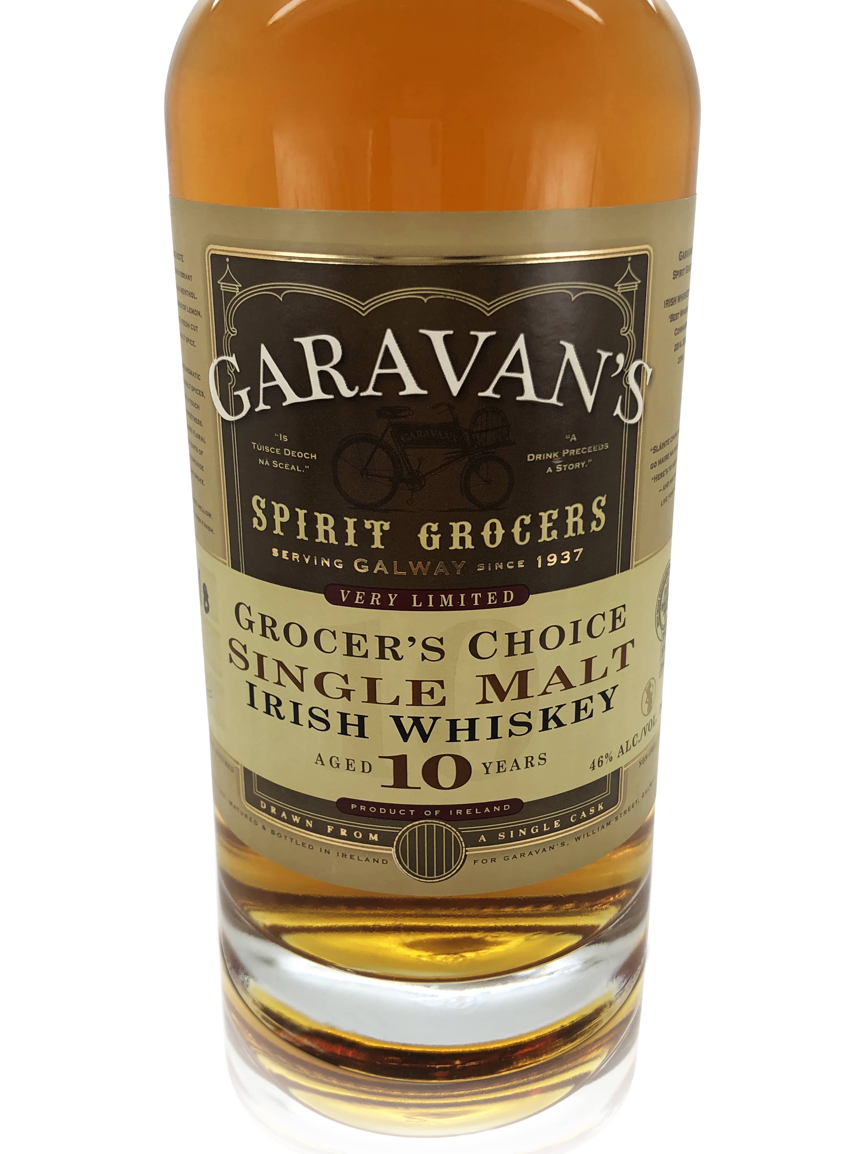 Garavan's Bar Grocers Choice Single Malt Irish Whiskey - Limited Edition 10-Year-Old - Rich Aromas and Spices - Individually Numbered and Hand-Signed Bottles